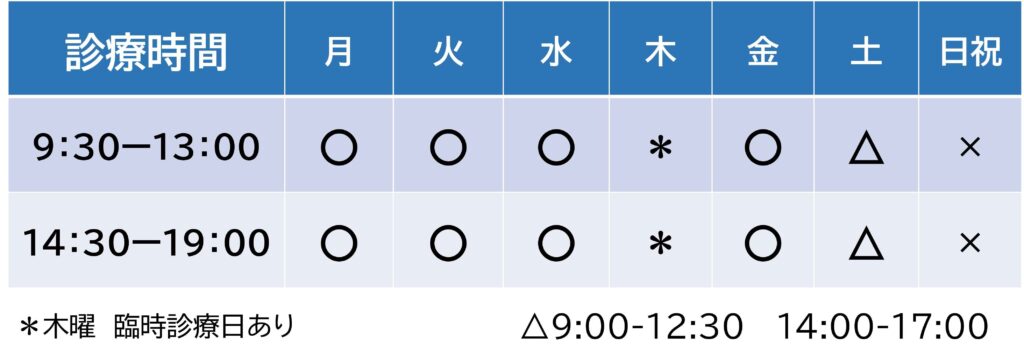 木町通ほしぞら歯科の診療時間